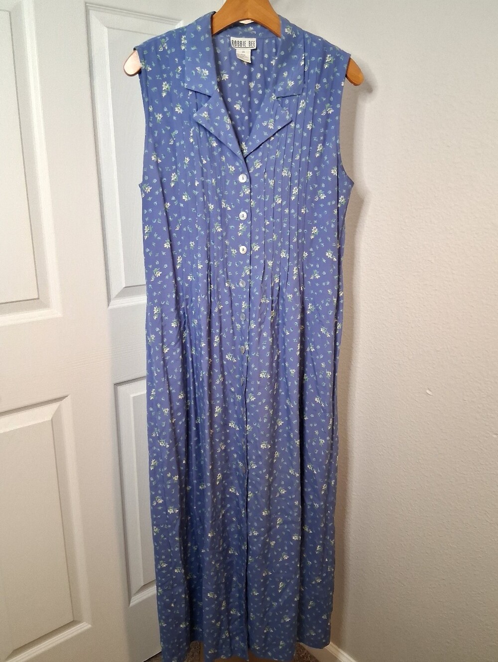 Vintage Robbie Bee Blue Floral Dress Size 14